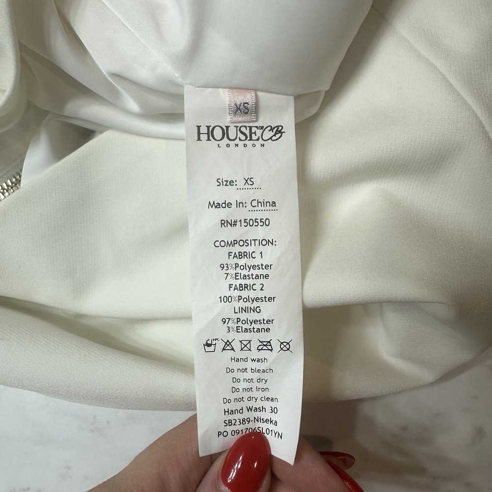 House of CB White Mini Dress with Silver Rhinestone Accents - Picture 6 of 7